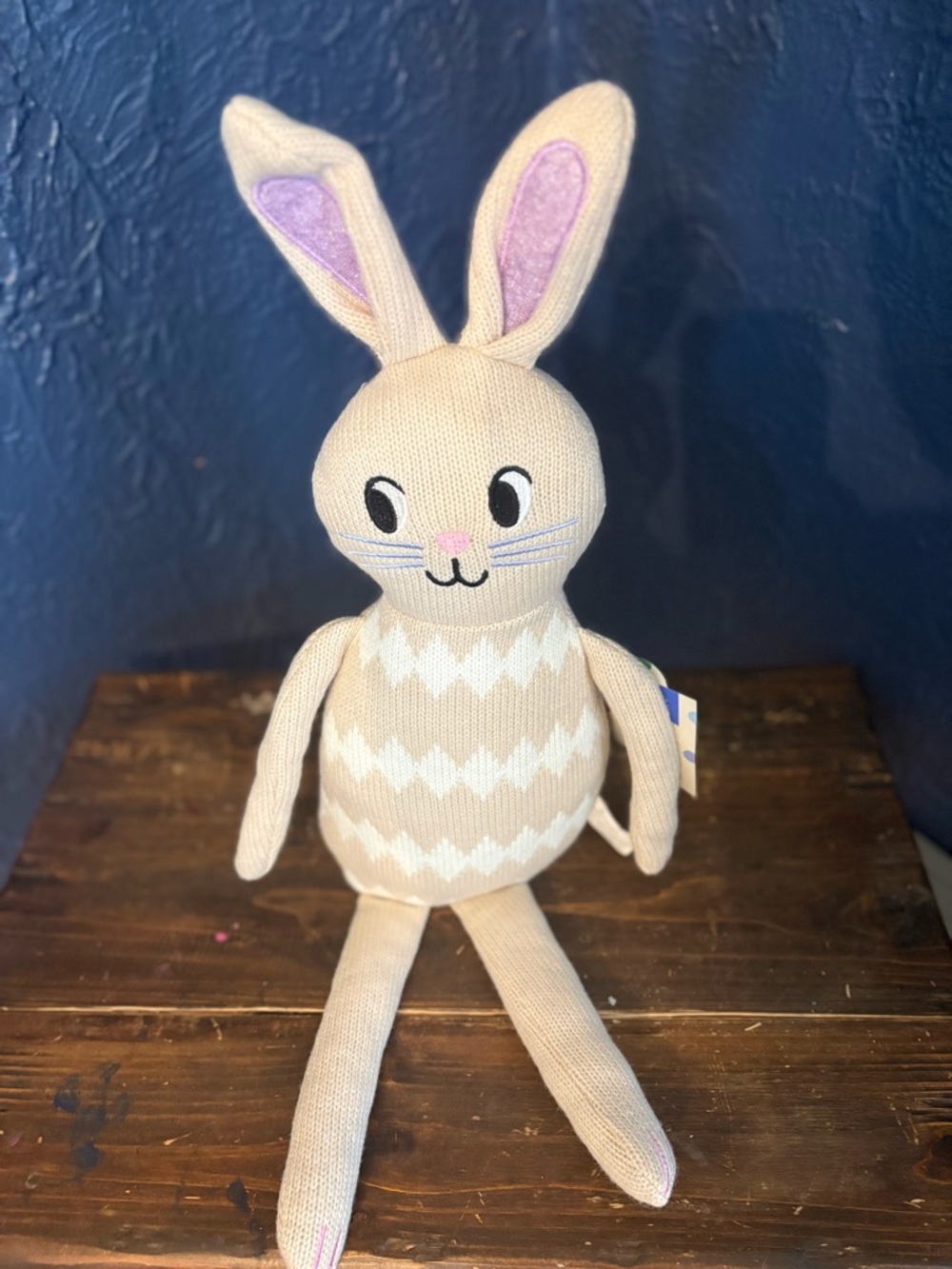 Spritz Beige Knit Free-Sitting Bunny Plush - adorable baby gift or decor - NWT